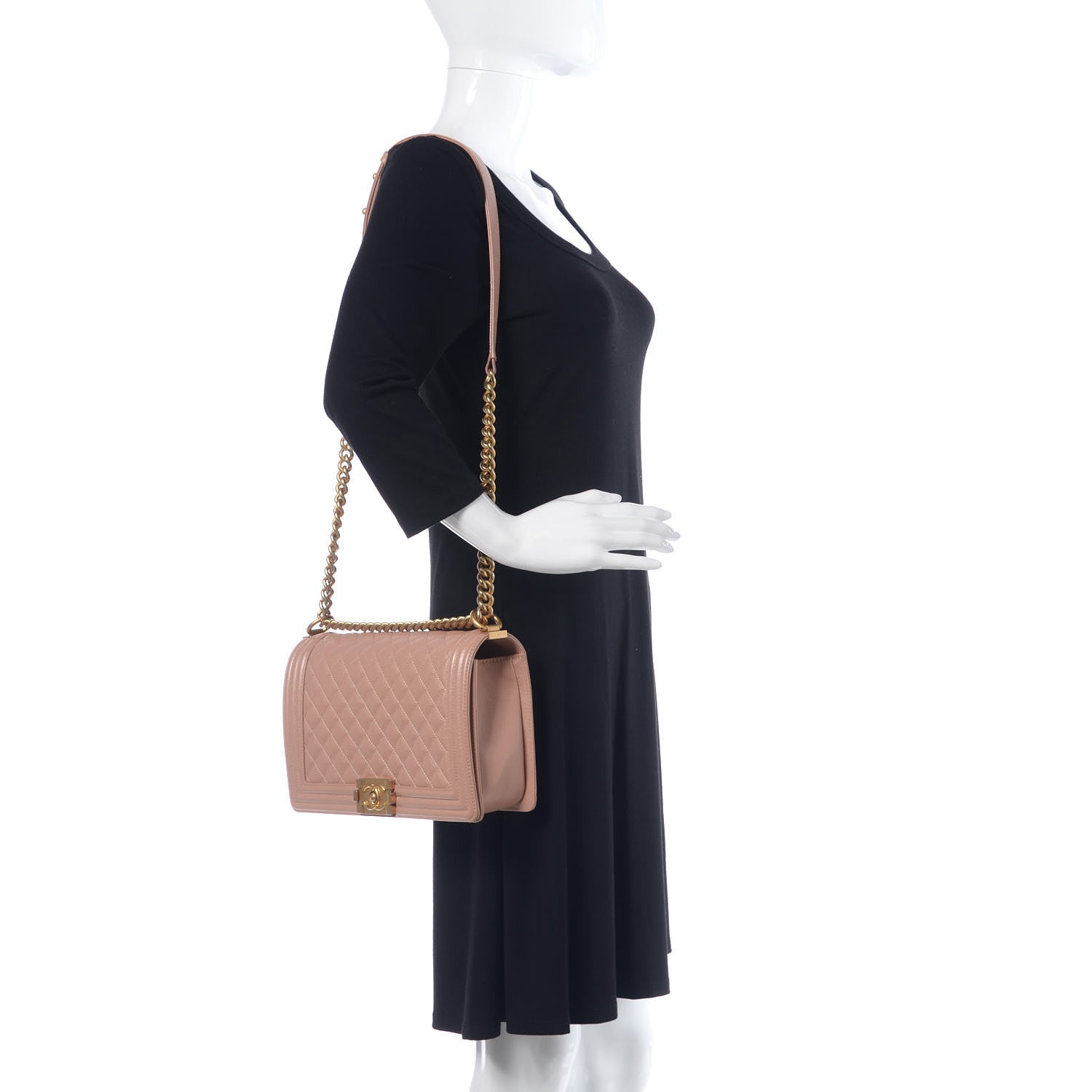 Chanel Caviar Quilted New Medium Boy Flap Beige 2 of 13