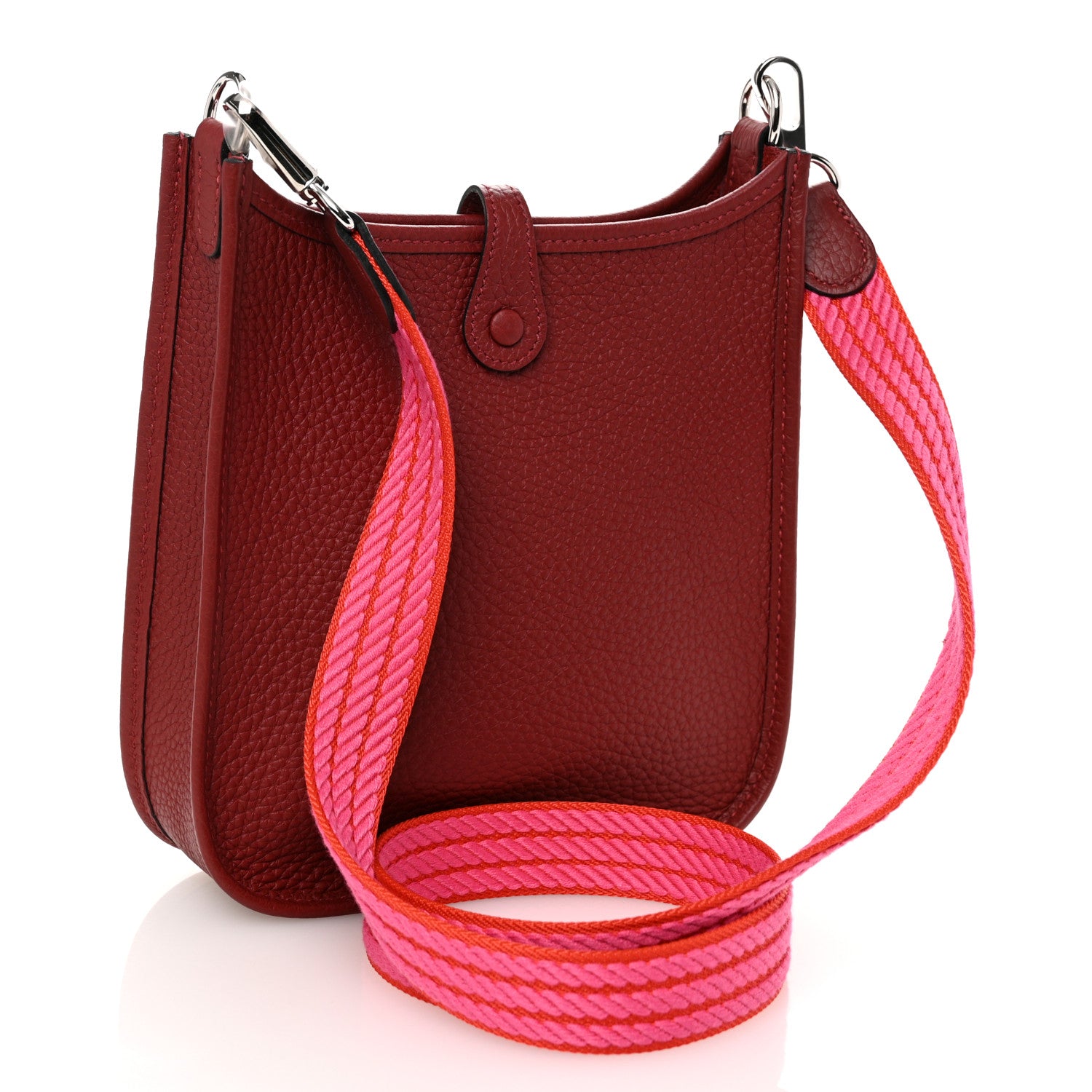 Hermes Taurillon Clemence Evelyne Sangle Cordage TPM Rouge H Orange Field Rose Tyrien 3 of 11