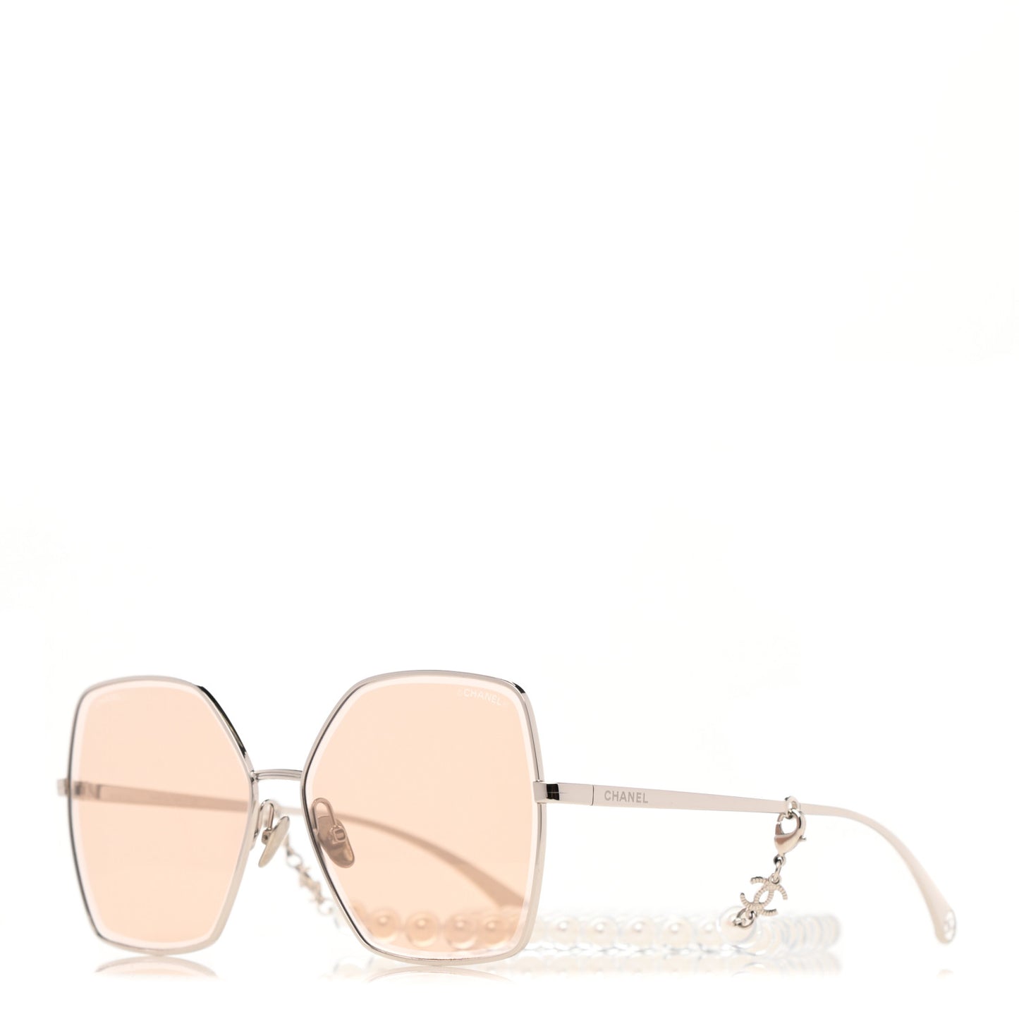Metal Butterfly Removable Pearl Chain Sunglasses 4262 Pink