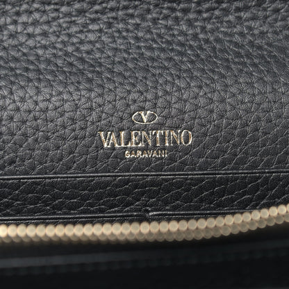 Valentino Garavani Pebbled Calfskin Rockstud Envelope Wallet on Chain Black 5 of 10