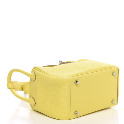 Hermes Taurillon Clemence Mini Lindy 20 Lime 4 of 9