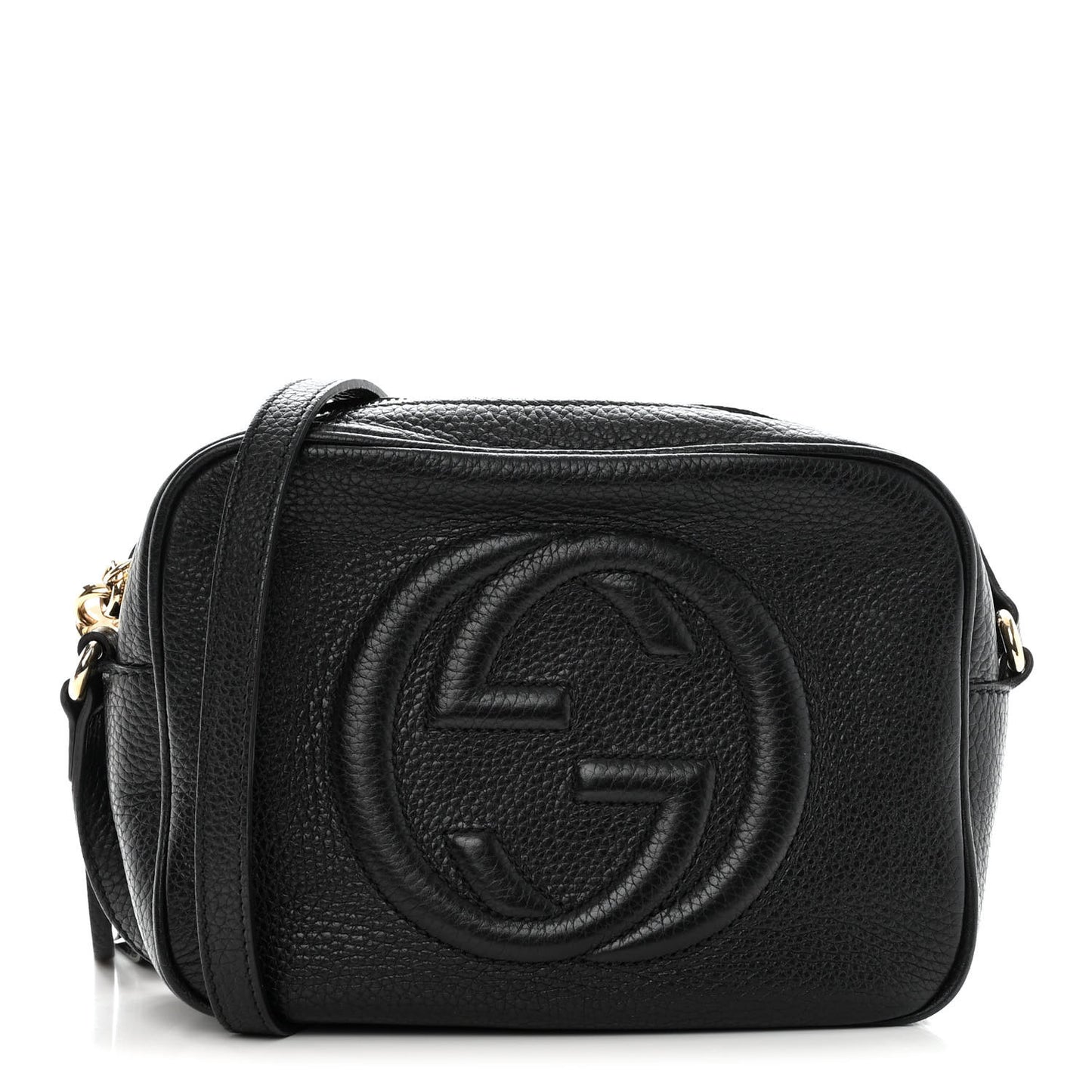 Pebbled Calfskin Small Soho Disco Bag Black