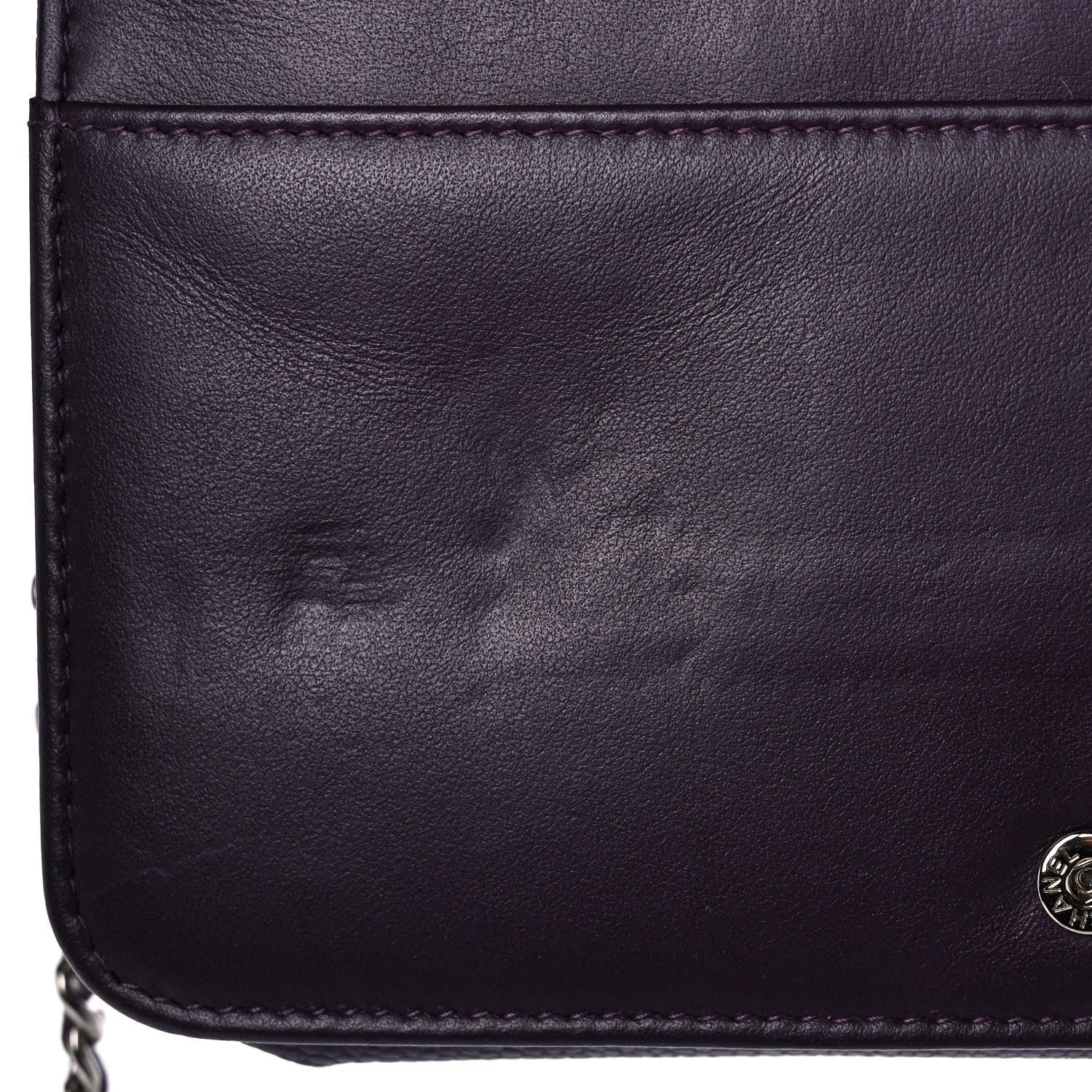 Chanel Caviar Quilted Diamond CC Wallet On Chain WOC Dark Purple 11 of 14