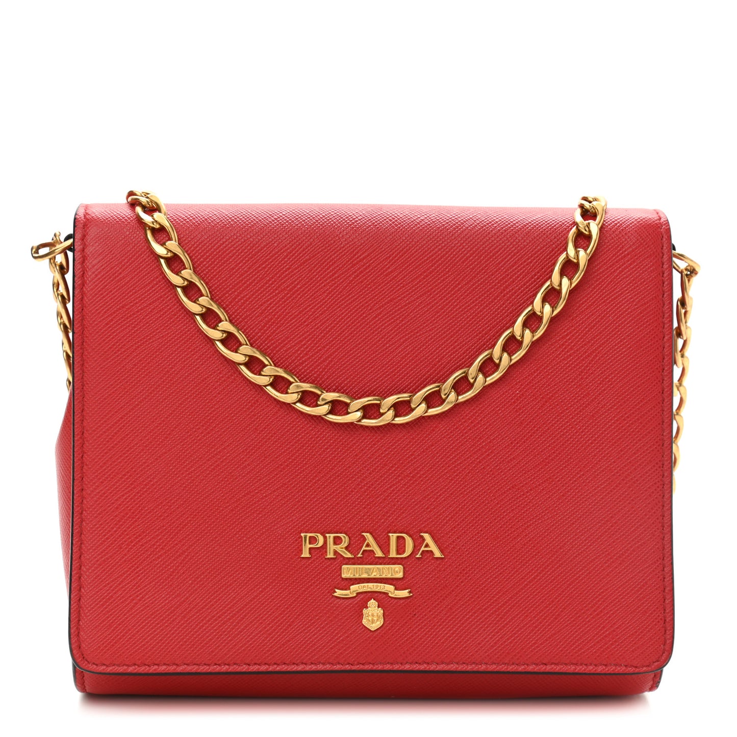 Saffiano Chain Crossbody Bag Fuoco