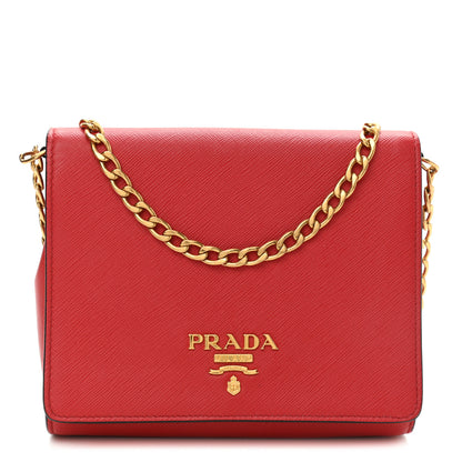 Prada Saffiano Chain Crossbody Bag Fuoco 1 of 11