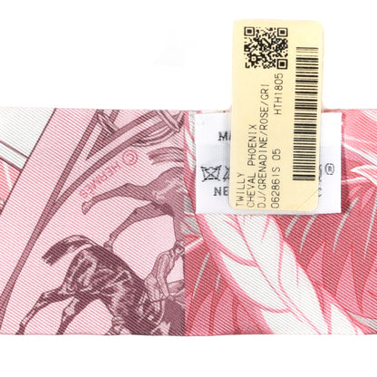 Hermes Silk Cheval Phoenix Twilly Grenadine Rose Gris 2 of 3