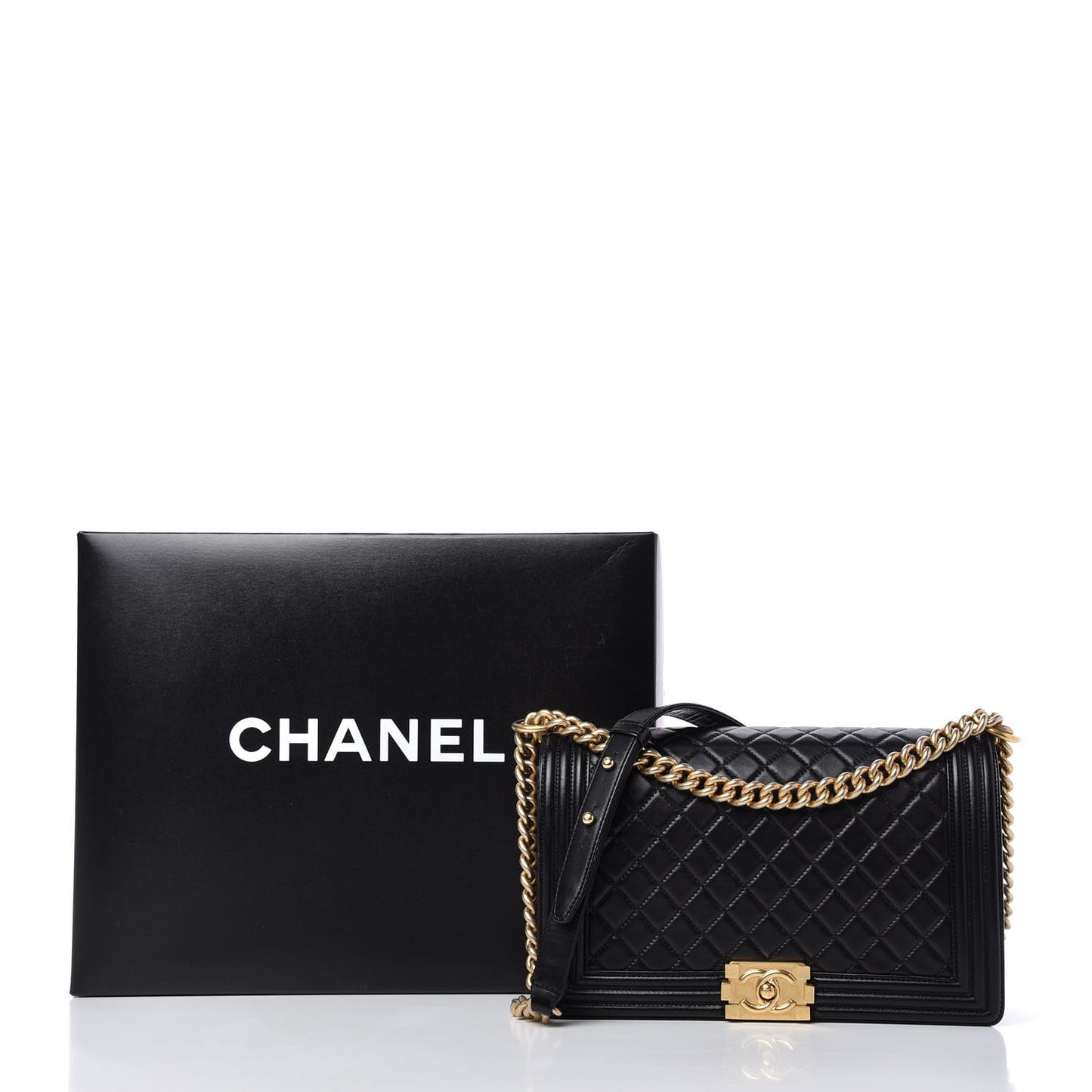Lambskin Quilted New Medium Boy Flap Black