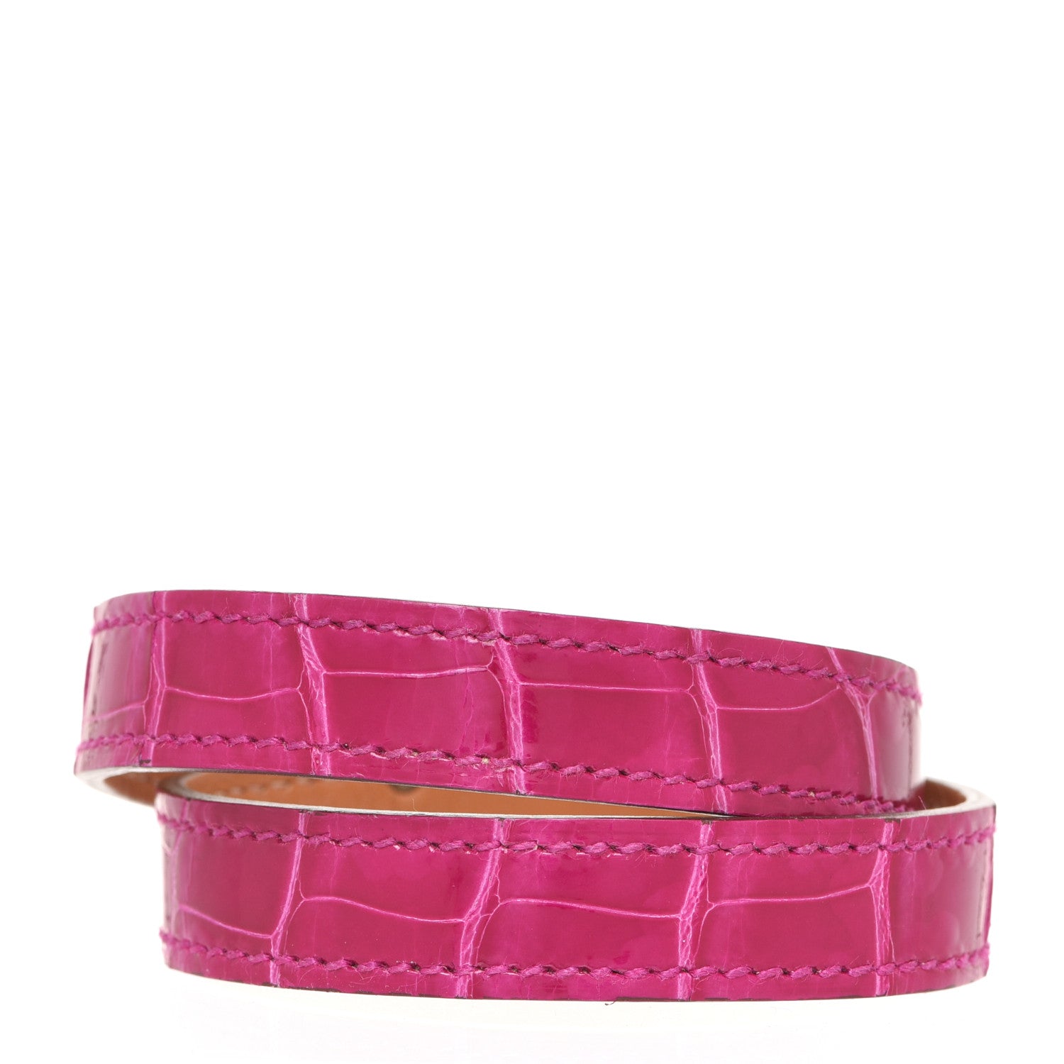 Hermes Shiny Alligator Kelly Double Tour Bracelet S Fuchsia 3 of 7