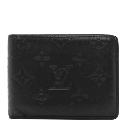 Louis Vuitton Calfskin Monogram Shadow Multiple Wallet Black 1 of 11