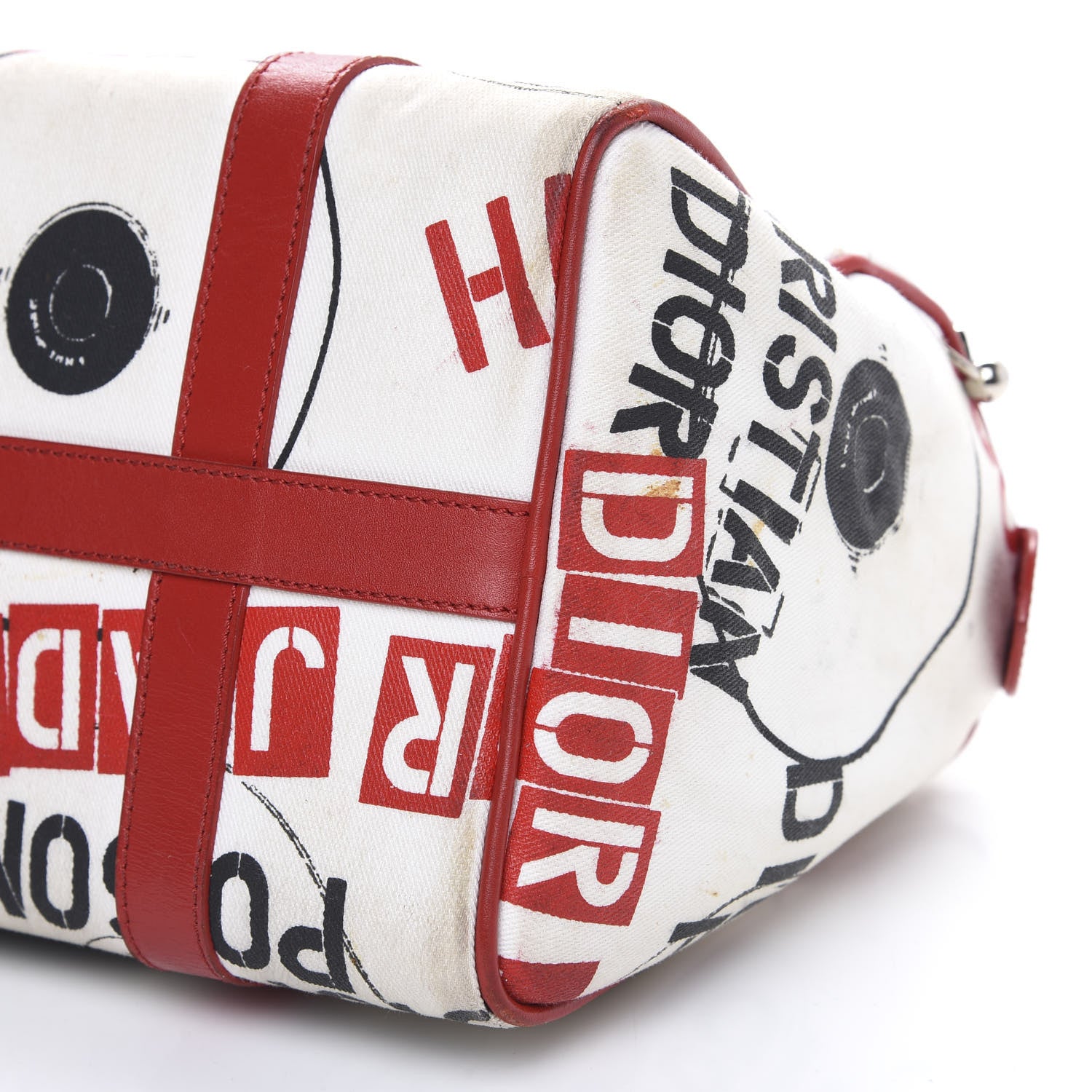 Christian Dior Canvas Hardcore Pierced Boston Black Red White 11 of 17