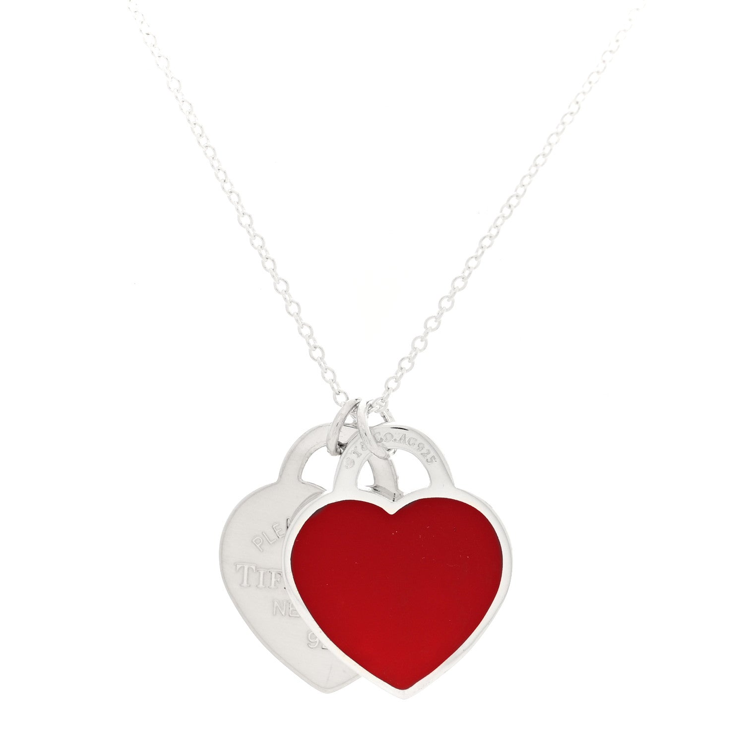Tiffany Sterling Silver Enamel Large Return to Tiffany Double
