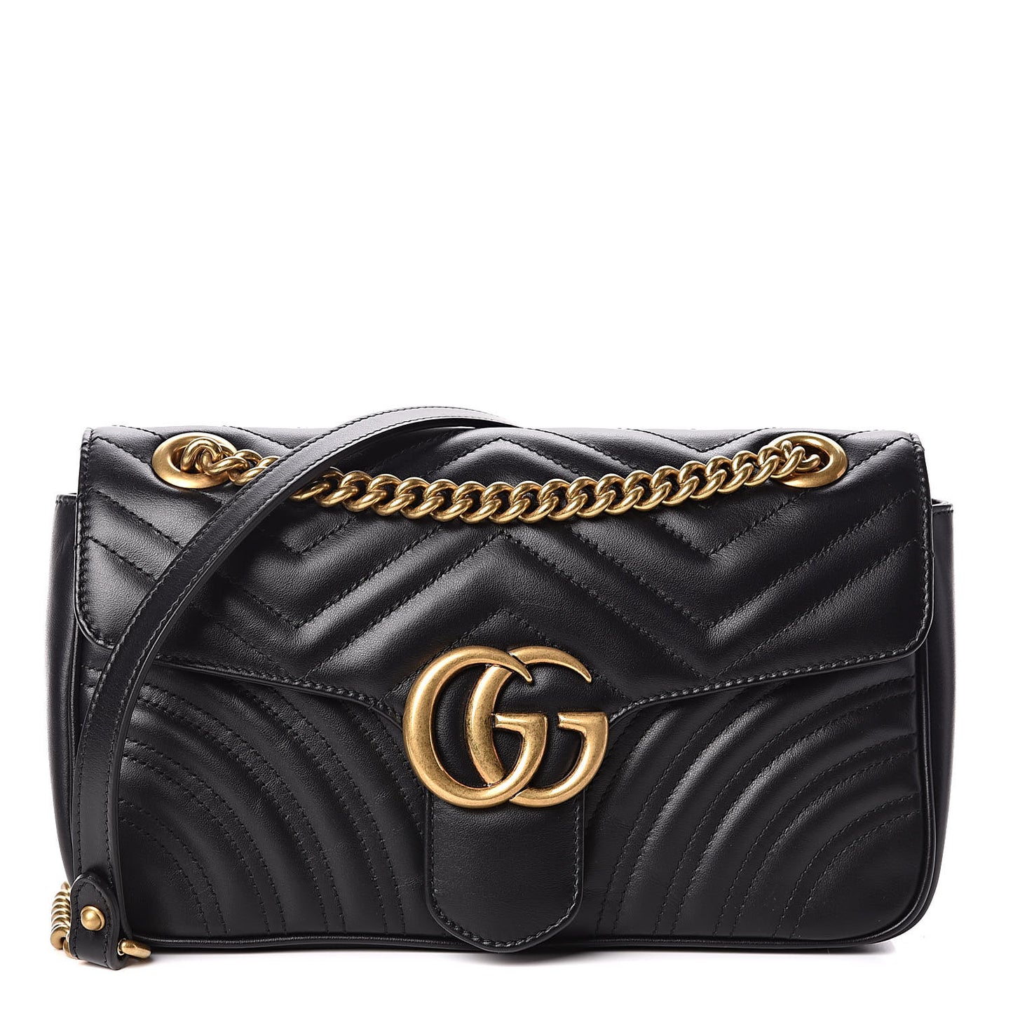 Calfskin Matelasse Small GG Marmont Shoulder Bag Black