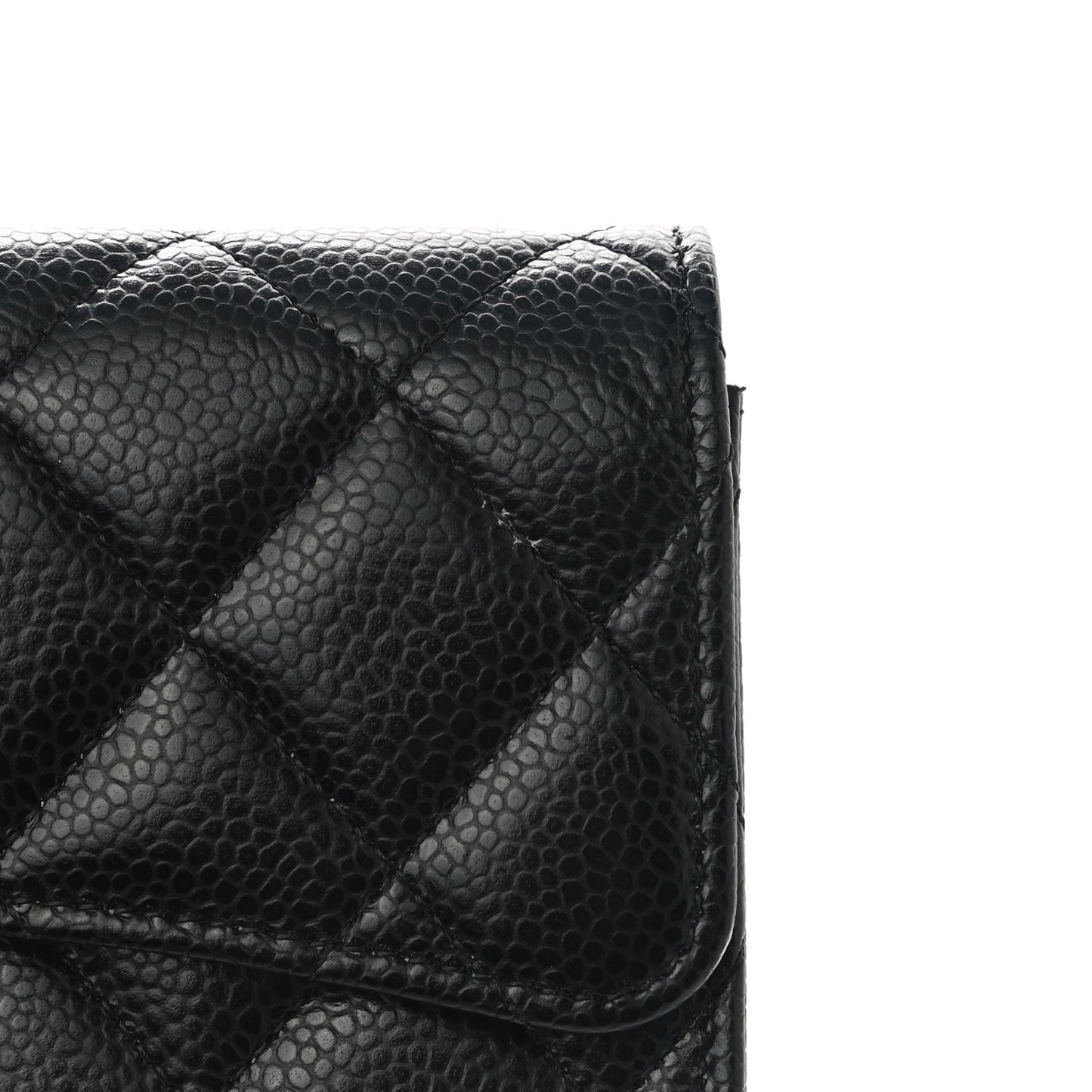 Caviar Quilted Large Gusset Flap Wallet Black