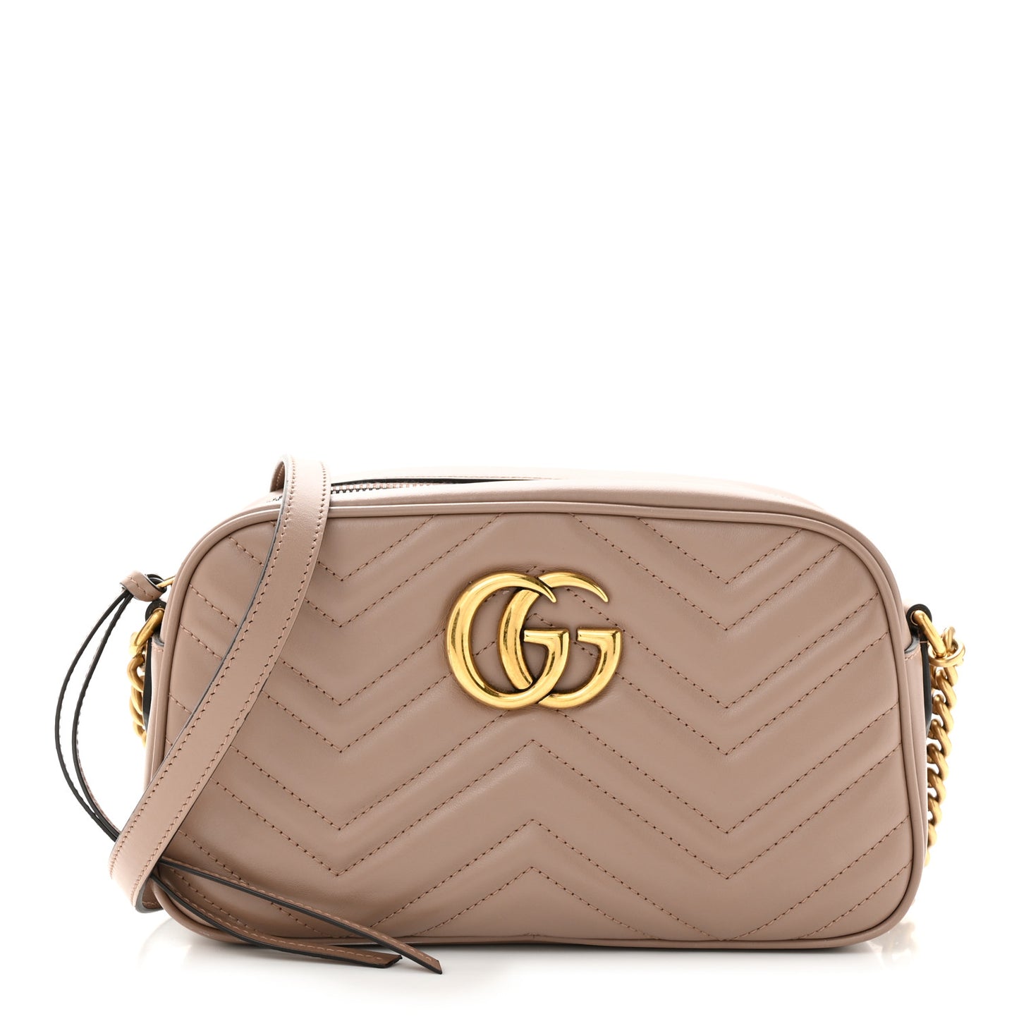 Calfskin Matelasse Small GG Marmont Chain Shoulder Bag Porcelain Rose