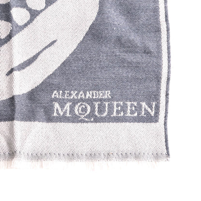 Alexander McQueen Wool Oversized Skull Scarf Grey 4 of 5