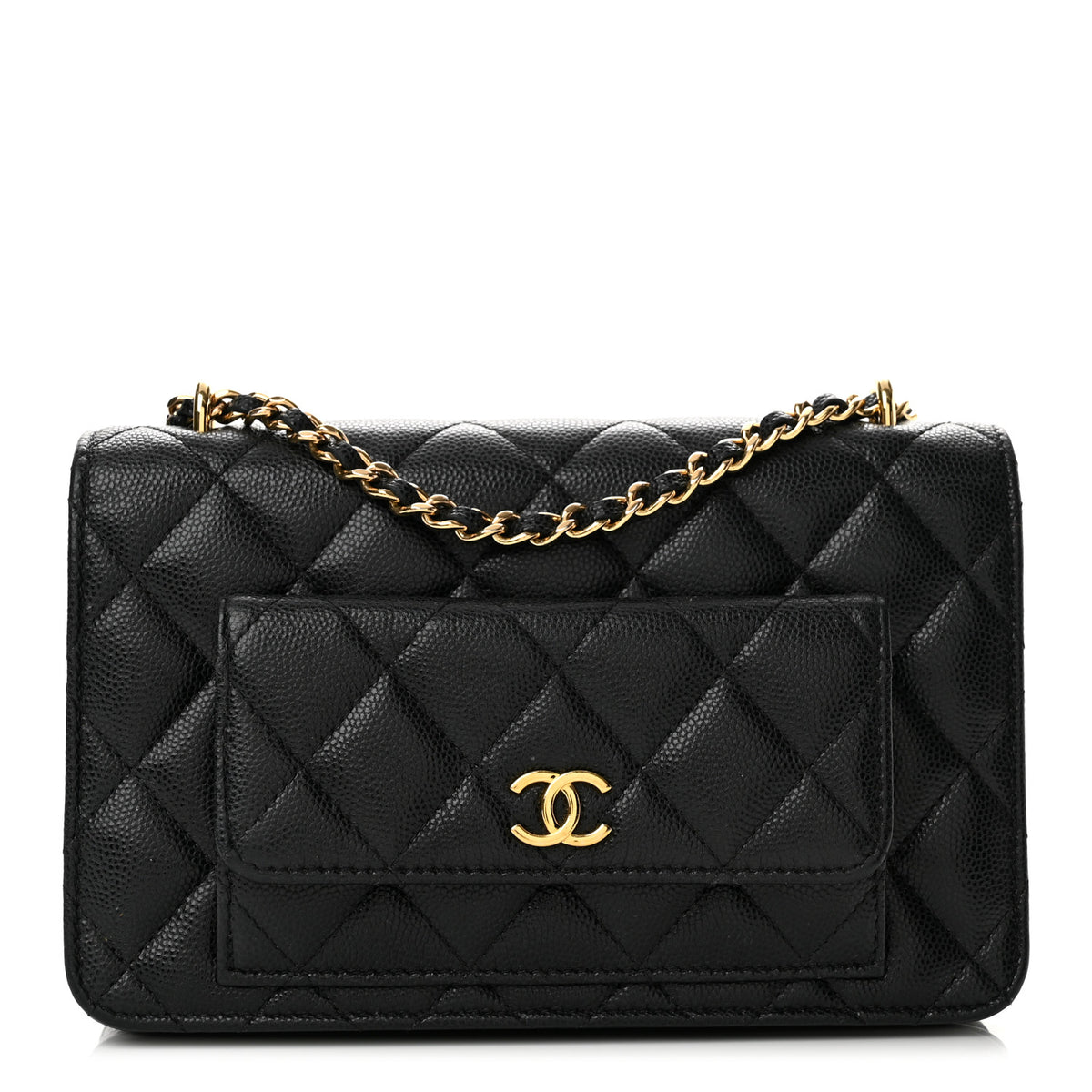 Chanel Caviar Quilted Pocket Clutch With Chain WOC Black 1 of 14