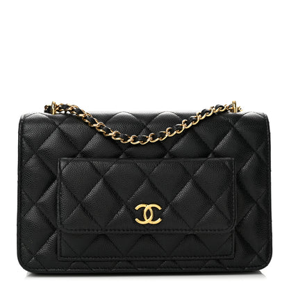 Chanel Caviar Quilted Pocket Clutch With Chain WOC Black 1 of 14