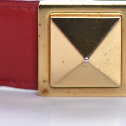Saint Laurent Calfskin Pyramid Stud Bracelet Red Gold 11 of 16