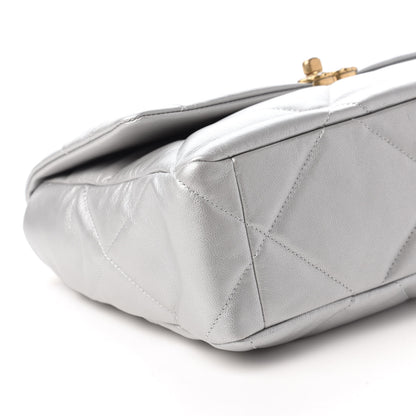 Chanel Metallic Goatskin Quilted Large Chanel 19 Flap Silver 6 of 10