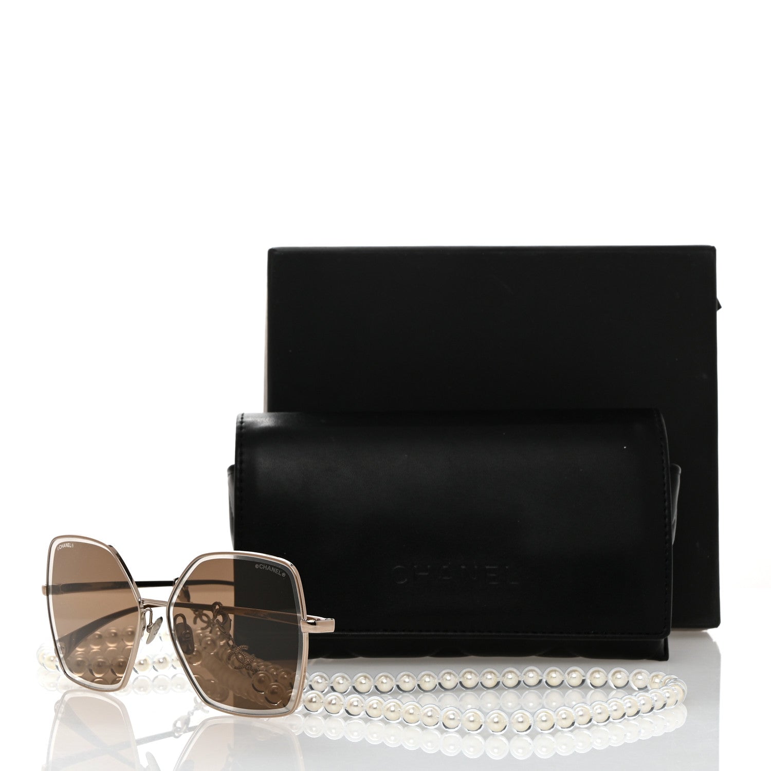 Chanel Butterfly Removable Pearl Chain Sunglasses 4262 Brown 8 of 8