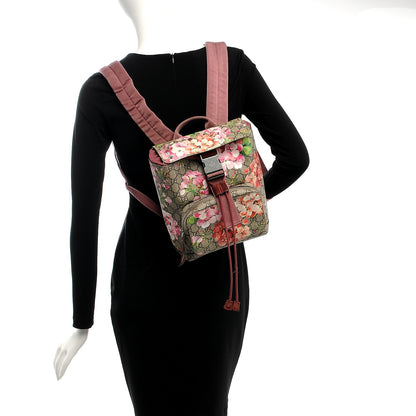 Gucci GG Supreme Monogram Blooms Small Single Buckle Backpack Beige Multicolor Dry Rose 2 of 7