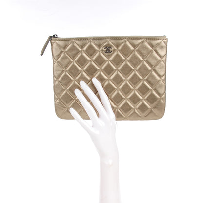 Chanel Metallic Lambskin Quilted Medium Cosmetic Case Gold 2 of 7