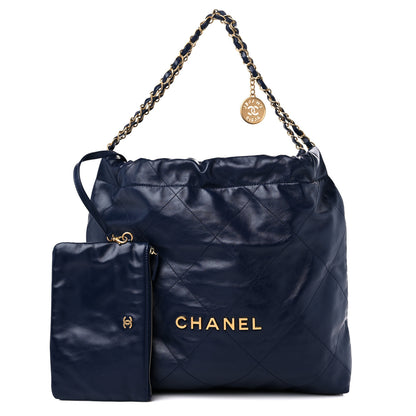 Chanel Shiny Calfskin Quilted Chanel 22 Navy Blue 1 of 11
