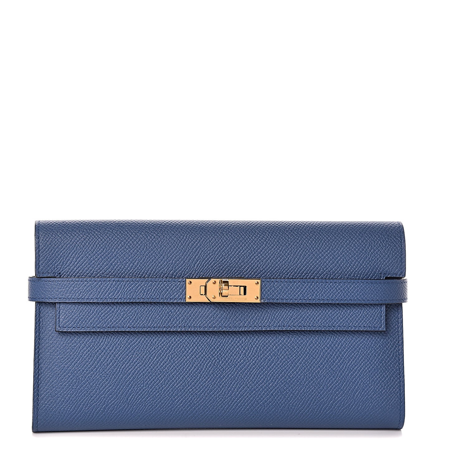 Epsom Kelly Longue Wallet Bleu Agate