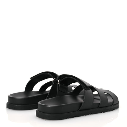 Hermes Calfskin Womens Chypre Sandals 37 Black 4 of 12