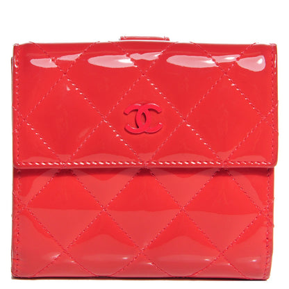 Chanel Patent Quilted CC French Wallet Dark Pink 1 of 8