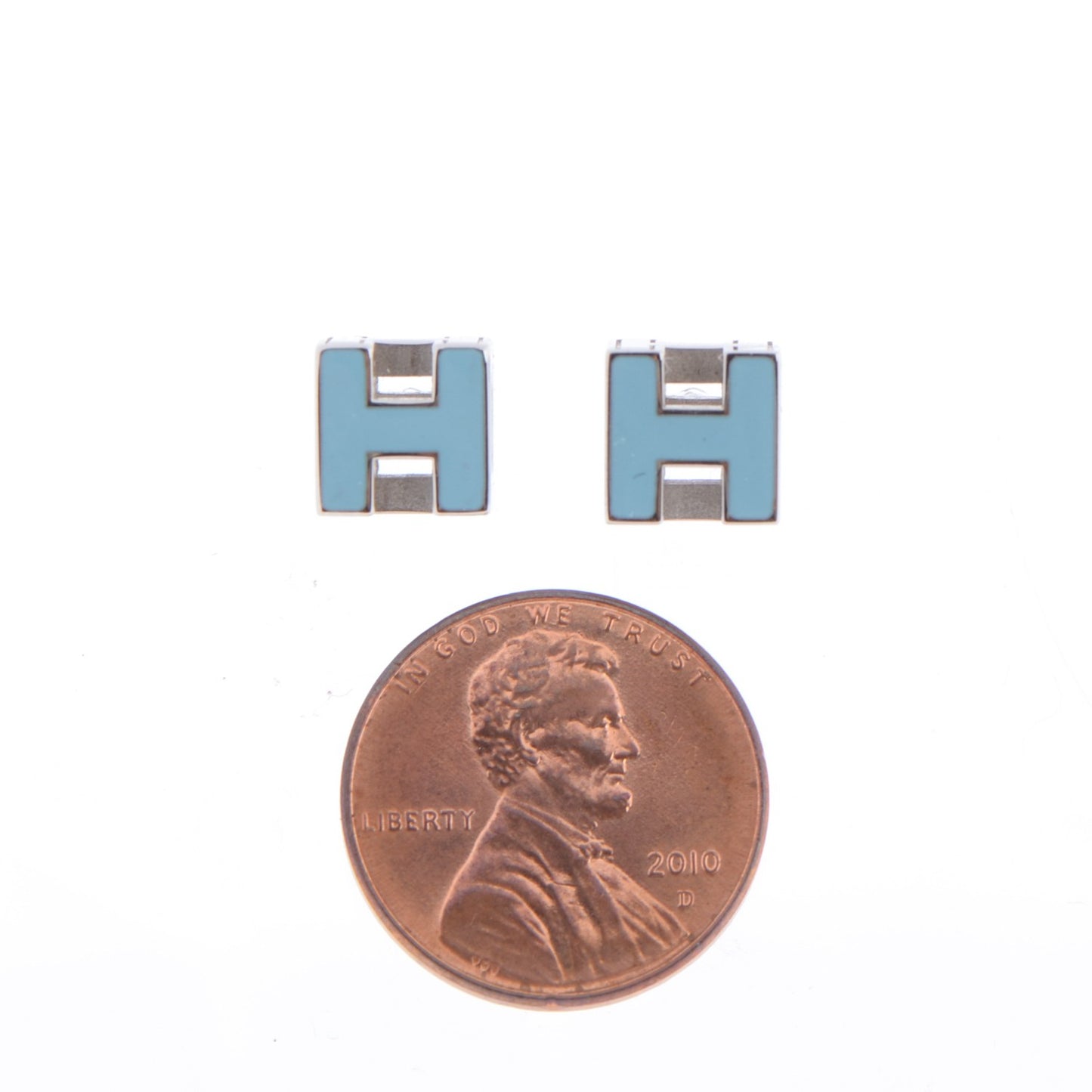 Palladium Lacquered Cage d'H Earrings Bleu