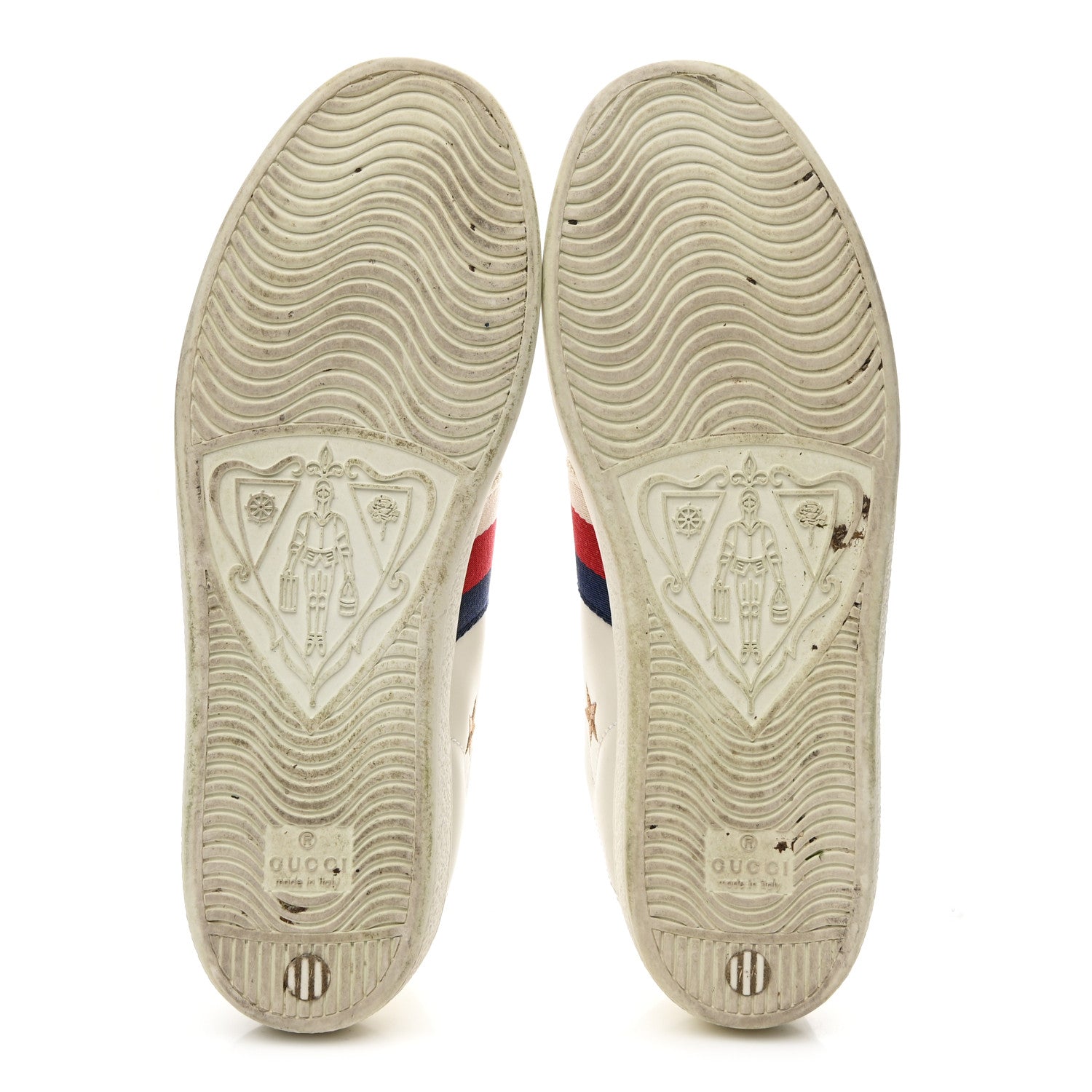 Gucci Calfskin Bee Star Embroidered Sylvie Web Ace Sneakers 37.5 White 6 of 11