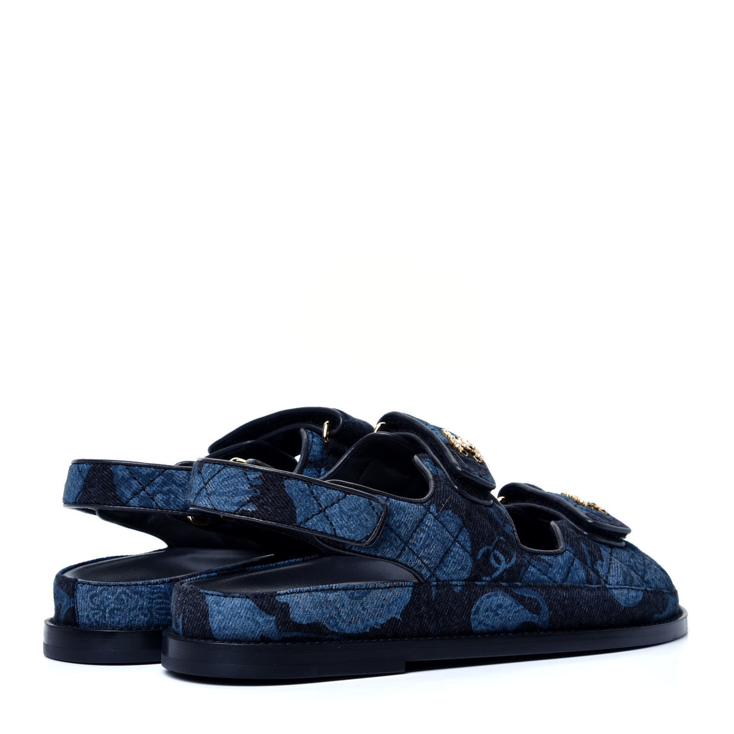 Denim Velcro Dad Sandals 37 Dark Grey Blue Black