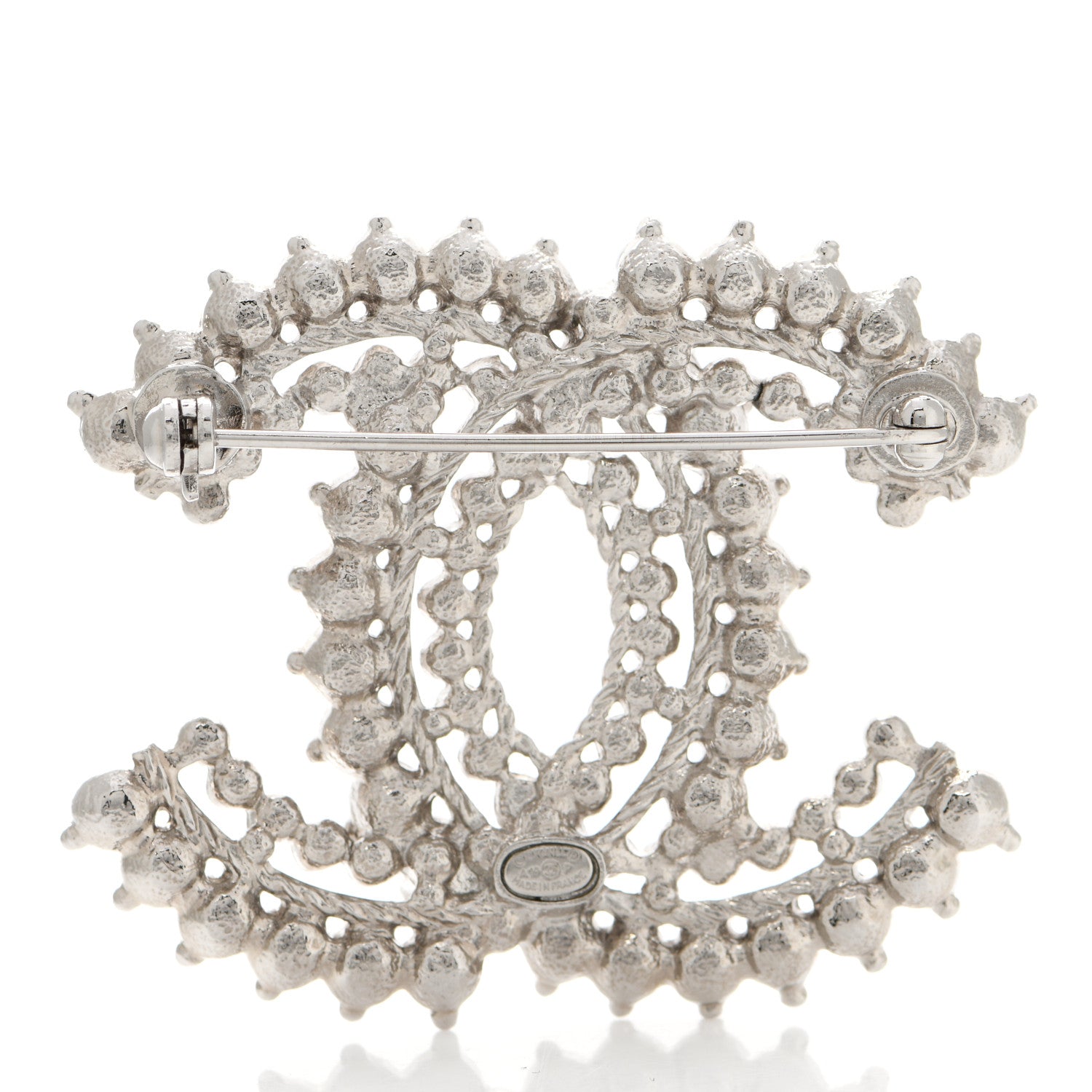 Chanel Crystal CC Brooch Silver 3 of 5