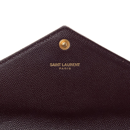 Saint Laurent Calfskin Matelasse Chevron Monogram Flap Wallet Amaranto 6 of 7
