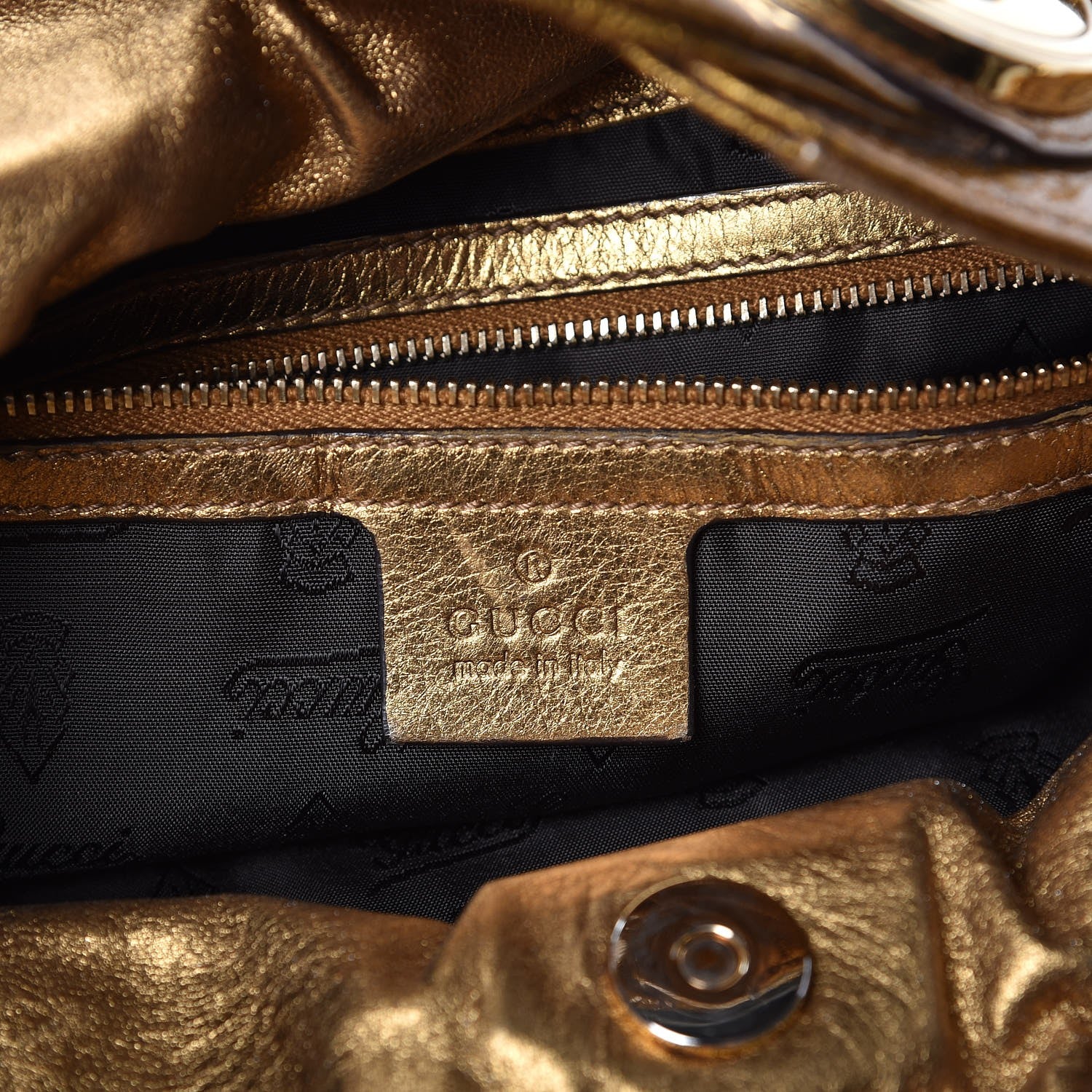 Gucci Metallic Patent Small Hysteria Gold 8 of 11