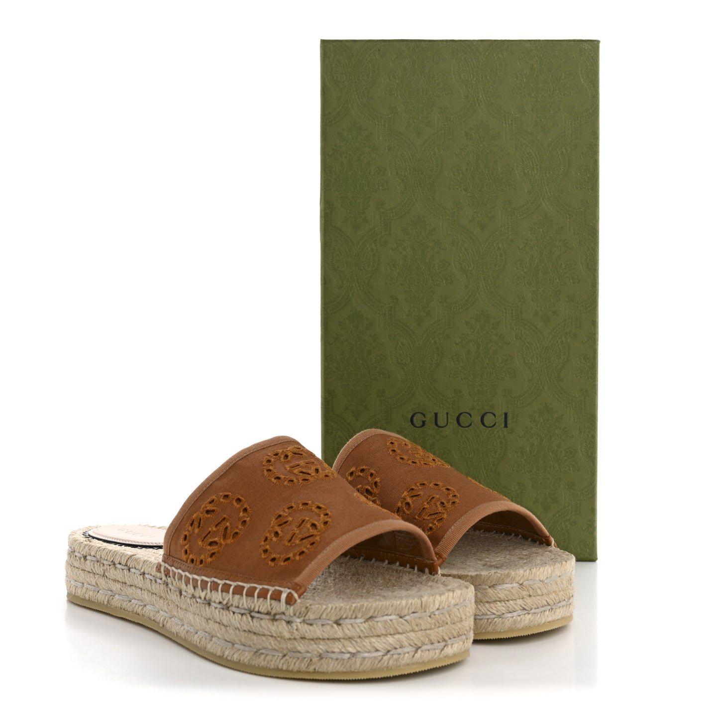 Canvas Interlocking G Damita Espadrille Sandals 39 Blondie Cognac