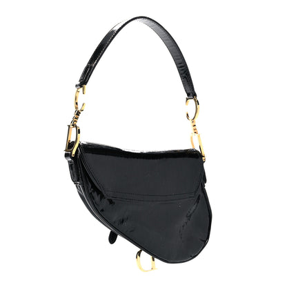 Christian Dior Patent Monogram Mini Saddle Bag Black 3 of 19