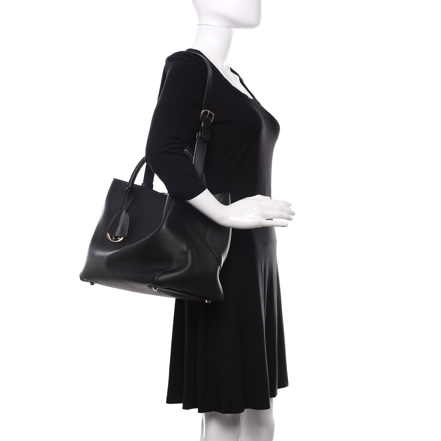 Christian Dior Supple Grained Calfskin Large Open Bar Tote Black 2 of 10