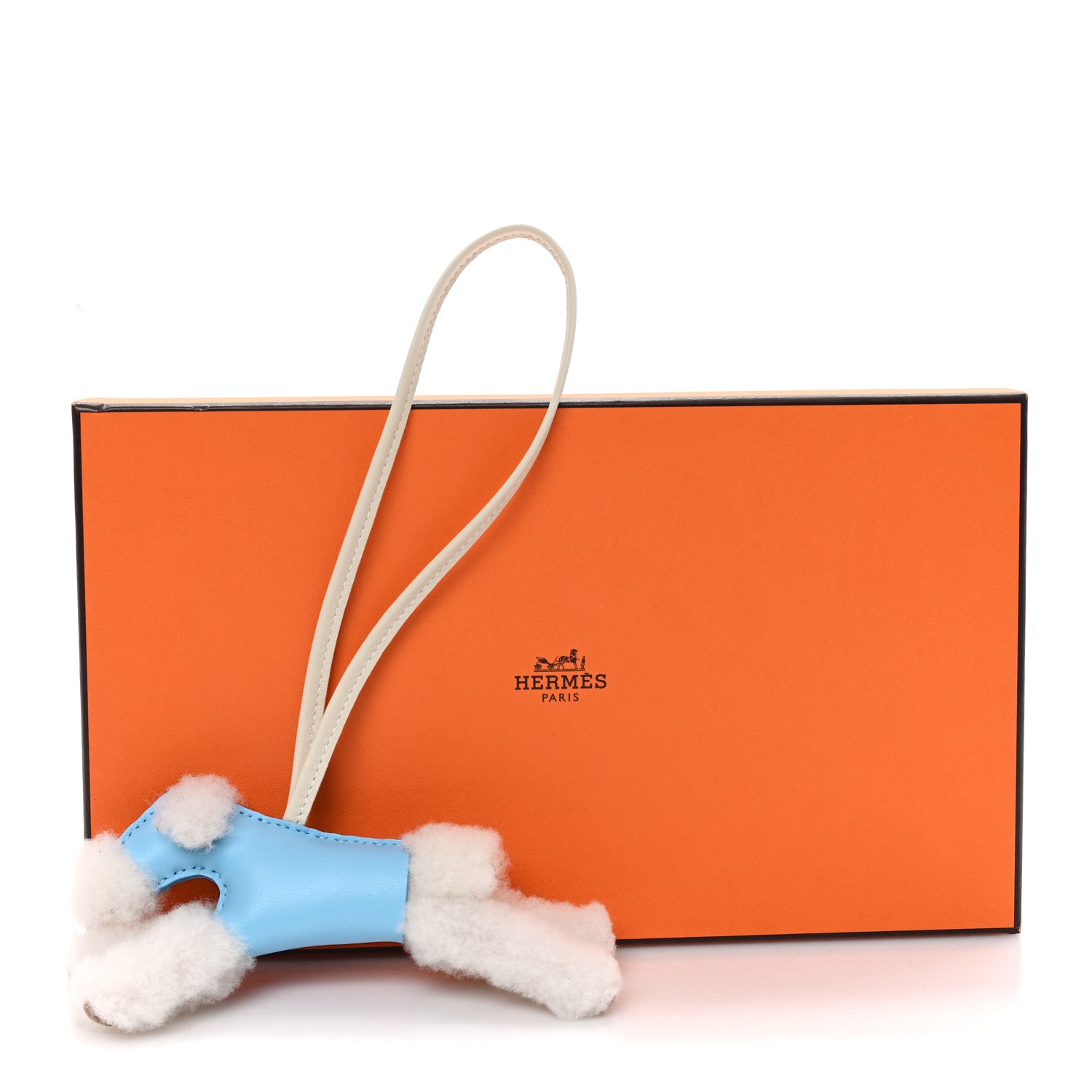 Hermes Milo Lambskin Shearling Budy Charm Ecru Celeste Craie 4 of 4