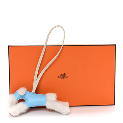 Hermes Milo Lambskin Shearling Budy Charm Ecru Celeste Craie 4 of 4