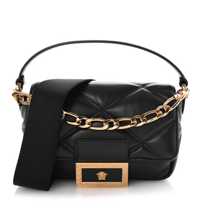 Versace Calfskin Quilted Medusa Small Top Handle Shoulder Bag Black 1 of 9