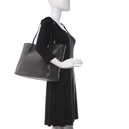 Nancy Gonzalez Coated Linen Crocodile Medium Erica Shopper Tote Black 2 of 12