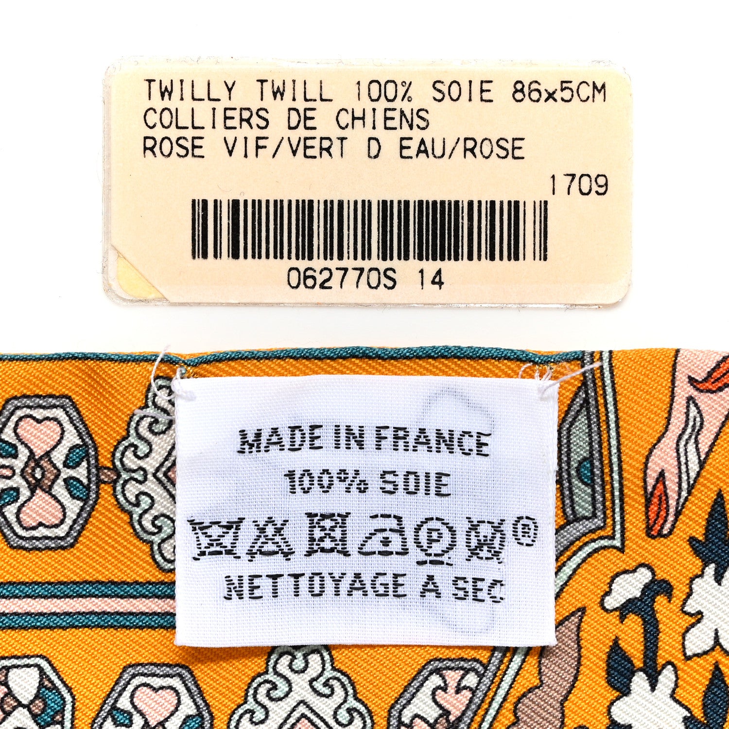 Hermes Silk Tapis Persans Twilly Jaune Aqua Rose Poudre 3 of 6