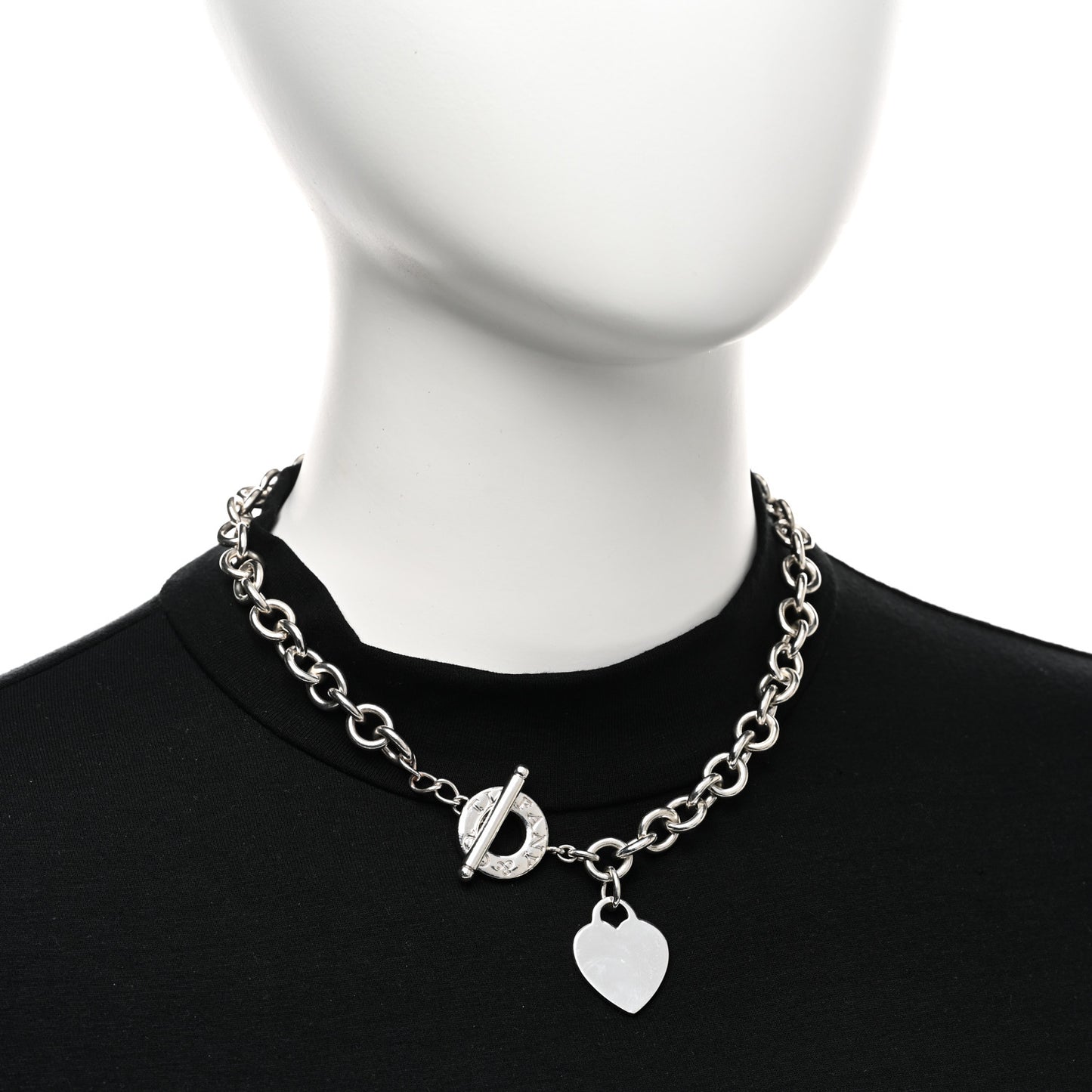 Sterling Silver Heart Tag Toggle Necklace