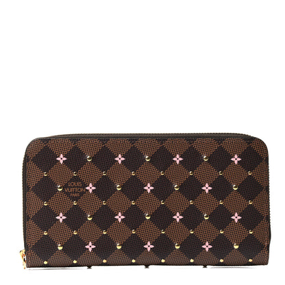 Louis Vuitton Damier Ebene Studded Zippy Wallet Rose Ballerine 1 of 4