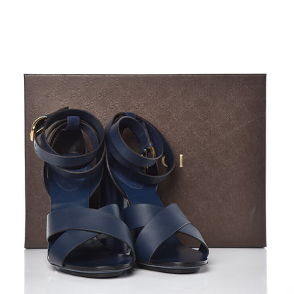 Gucci Suede Calfskin Candy Cross Sandals 39.5 Blue Marine 9 of 9