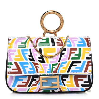Fendi X SARAH COLEMAN Vitello Liberty Ceylon Micro FF Fish Eye Embossed Nano Baguette Charm Multicolor Cyber Blue 1 of 13