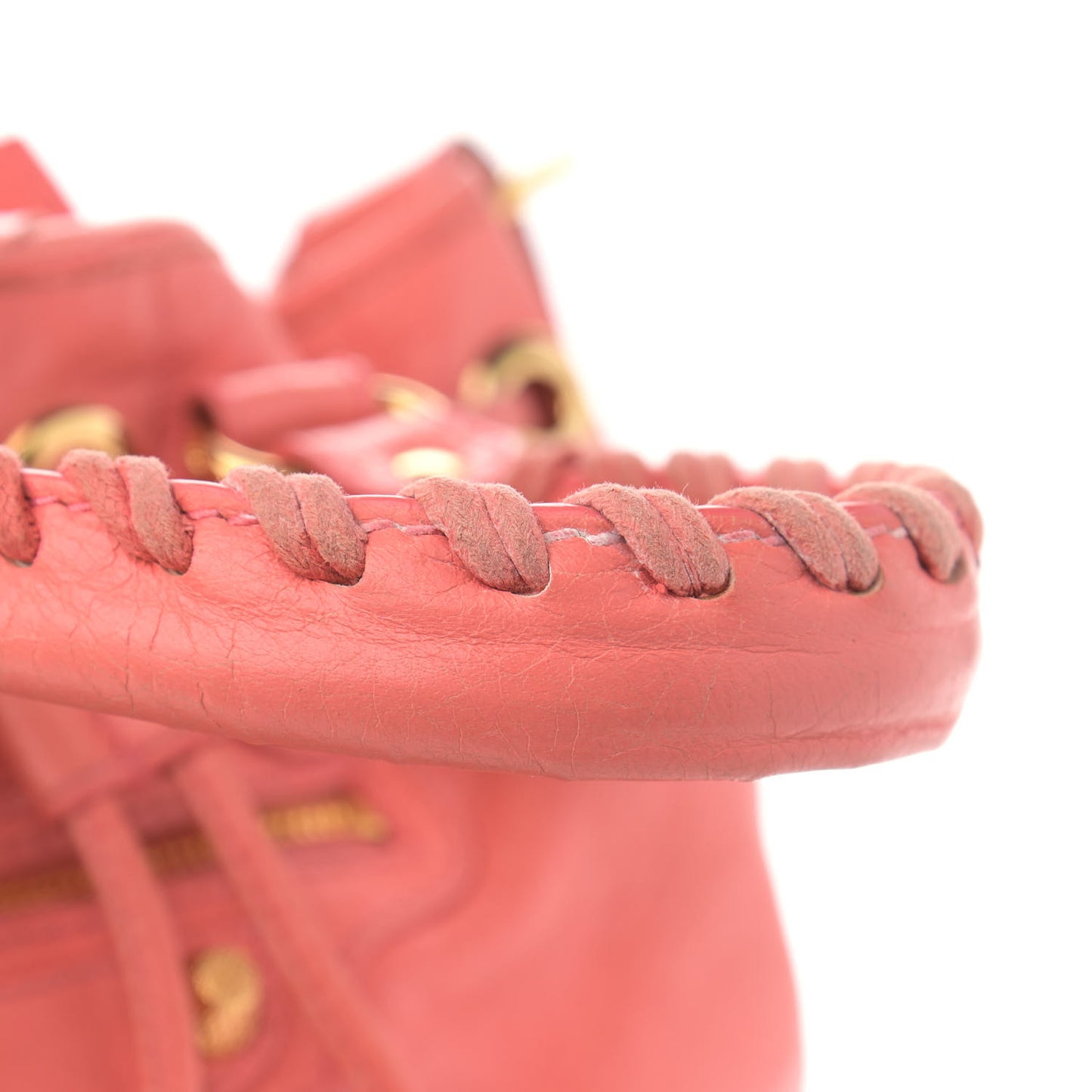 Agneau Giant 12 Gold Hardware Mini Pompon Rose Azalee