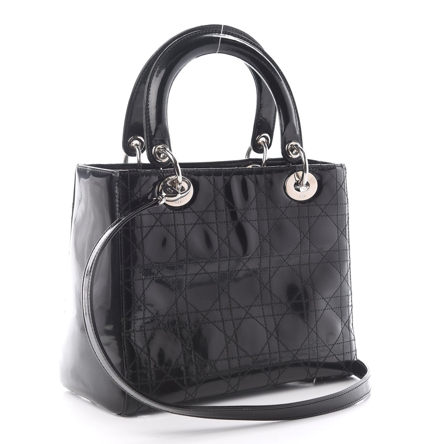Christian Dior Patent Cannage Stitched Medium Lady Dior Black 3 of 9